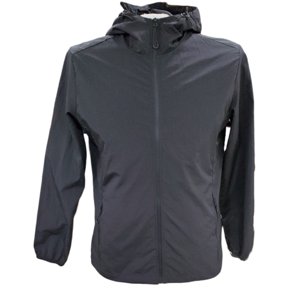 Casei windbreaker jacket men's size small black hooded nylon single layer rain